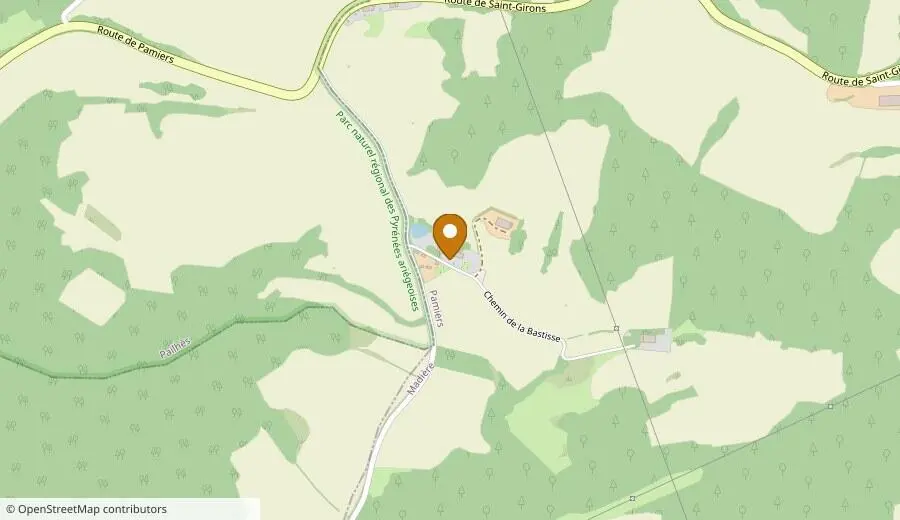 Carte de localisation de la Ferme Auberge du Bascou, Chemin de la Bastisse à Madière (Ariège)
